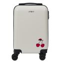Valise Cabine Blanche avec une Cerise 28L Rigide en Polycarbonate avec Roues Pivotantes 360° et Cadenas Sécurisé à Code