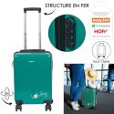 Valise Cabine Verte 28L Rigide en Polycarbonate avec Roues Pivotantes 360° et Cadenas Sécurisé à Code