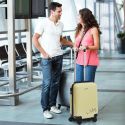Valise Cabine Jaune 28L Rigide en Polycarbonate avec Roues Pivotantes 360° et Cadenas Sécurisé à Code