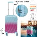 Valise Cabine Bicolore Bleu et Violet 35L Rigide en ABS avec Roues Pivotantes 360° et Cadenas Sécurisé à Code