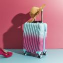 Valise Cabine Bicolore Bleu et Violet 35L Rigide en ABS avec Roues Pivotantes 360° et Cadenas Sécurisé à Code