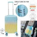 Valise Cabine Bicolore Bleu et Jaune 35L Rigide en ABS avec Roues Pivotantes 360° et Cadenas Sécurisé à Code