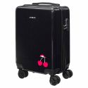 Valise Cabine Noire avec une Cerise 28L Rigide en Polycarbonate avec Roues Pivotantes 360° et Cadenas Sécurisé à Code