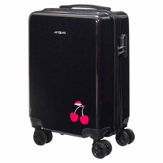 Valise Cabine Noire avec une Cerise 28L Rigide en Polycarbonate avec Roues Pivotantes 360° et Cadenas Sécurisé à Code