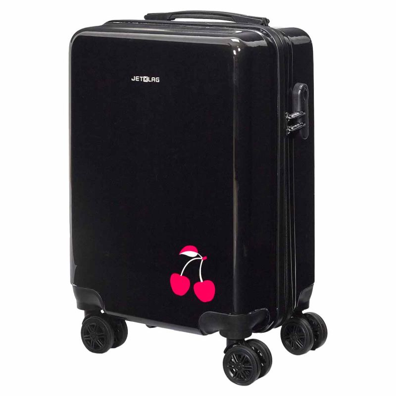 Valise Cabine Noire avec une Cerise 28L Rigide en Polycarbonate avec Roues Pivotantes 360° et Cadenas Sécurisé à Code