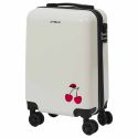 Valise Cabine Blanche avec une Cerise 28L Rigide en Polycarbonate avec Roues Pivotantes 360° et Cadenas Sécurisé à Code