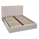 HARVEY - Lit coffre 160x200cm 22 lattes avec tête de lit 114cm tissu velours beige