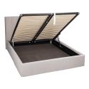 HARVEY - Lit coffre 160x200cm 22 lattes avec tête de lit 114cm tissu velours beige