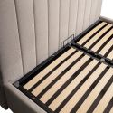 HARVEY - Lit coffre 160x200cm 22 lattes avec tête de lit 114cm tissu velours beige