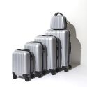 Lot de 5 Valises Rigides Argent (18L-100L) avec Vanity, Roues Pivotantes 360°, Poignée de Traction et Cadenas Sécurisé à Code