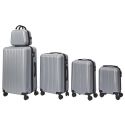 Lot de 5 Valises Rigides Argent (18L-100L) avec Vanity, Roues Pivotantes 360°, Poignée de Traction et Cadenas Sécurisé à Code