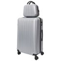 Lot de 5 Valises Rigides Argent (18L-100L) avec Vanity, Roues Pivotantes 360°, Poignée de Traction et Cadenas Sécurisé à Code