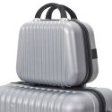 Lot de 5 Valises Rigides Argent (18L-100L) avec Vanity, Roues Pivotantes 360°, Poignée de Traction et Cadenas Sécurisé à Code