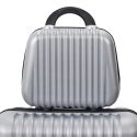 Lot de 5 Valises Rigides Argent (18L-100L) avec Vanity, Roues Pivotantes 360°, Poignée de Traction et Cadenas Sécurisé à Code