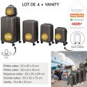 Lot de 5 Valises Rigides Noir (18L-100L) avec Vanity, Roues Pivotantes 360°, Poignée de Traction et Cadenas Sécurisé à Code