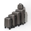 Lot de 5 Valises Rigides Noir (18L-100L) avec Vanity, Roues Pivotantes 360°, Poignée de Traction et Cadenas Sécurisé à Code