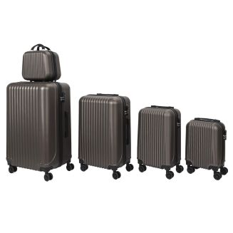 Lot de 5 Valises Rigides Noir (18L-100L) avec Vanity, Roues Pivotantes 360°, Poignée de Traction et Cadenas Sécurisé à Code