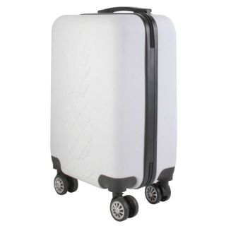 Valise Cabine Blanche Embossée Ananas 28L avec Cadenas