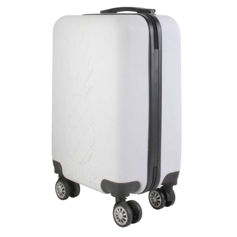 Valise Cabine Blanche Embossée Ananas 28L avec Cadenas