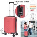 Valise Cabine Embossée Ananas Rouge Corail 33L -, Coque Rigide ABS, Roues Pivotantes 360°, Cadenas Sécurisé