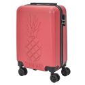 Valise Cabine Embossée Ananas Rouge Corail 33L -, Coque Rigide ABS, Roues Pivotantes 360°, Cadenas Sécurisé