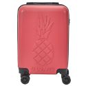 Valise Cabine Embossée Ananas Rouge Corail 33L -, Coque Rigide ABS, Roues Pivotantes 360°, Cadenas Sécurisé
