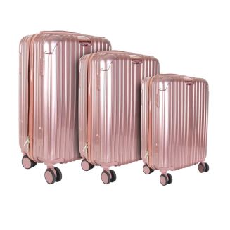 Lot de 3 Valises Rose - 49L 65L 105L, Coque Rigide en Polycarbonate, Roues Pivotantes 360°