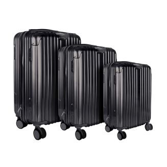 Lot de 3 Valises Noir - 49L 65L 105L, Coque Rigide en Polycarbonate, Roues Pivotantes 360°, Cadenas Sécurisé à Code
