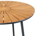KARRIGE - Ensemble repas de jardin table en teck + 4 fauteuils noirs avec coussins