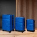 Lot de 3 Valises Rigides Bleues avec Roues Pivotantes 360°, Cadenas Sécurisé à Code