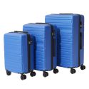Lot de 3 Valises Rigides Bleues avec Roues Pivotantes 360°, Cadenas Sécurisé à Code