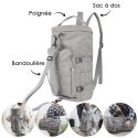 Sac de voyage polyvalent 2 en 1, sac à dos et sac bandoulière en Polyester gris chiné