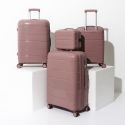 Lot de 4 Valises Roses Poudrées (13L-107L) avec Vanity, Roues Pivotantes 360°, Poignée de Traction et Cadenas Sécurisé à Code
