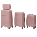 Lot de 4 Valises Roses Poudrées (13L-107L) avec Vanity, Roues Pivotantes 360°, Poignée de Traction et Cadenas Sécurisé à Code