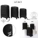 Lot de 4 Valises Noire (13L-107L), Roues Pivotantes 360°, Poignée de Traction et Cadenas Sécurisé à Code