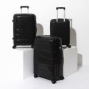 Lot de 4 Valises Noire (13L-107L), Roues Pivotantes 360°, Poignée de Traction et Cadenas Sécurisé à Code