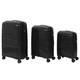 Lot de 4 Valises Noire (13L-107L), Roues Pivotantes 360°, Poignée de Traction et Cadenas Sécurisé à Code