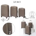 Lot de 4 Valises Taupe (38L-107L), Roues Pivotantes 360°, Poignée de Traction et Cadenas Sécurisé à Code