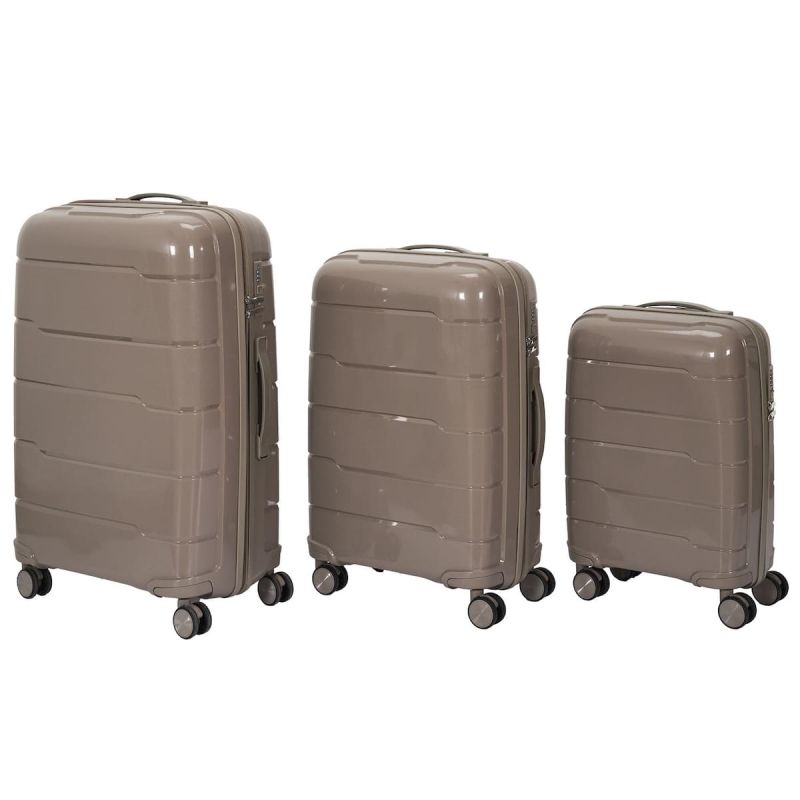 Lot de 4 Valises Taupe (38L-107L), Roues Pivotantes 360°, Poignée de Traction et Cadenas Sécurisé à Code