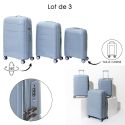 Lot de 4 Valises Bleues Gris (38L-107L), Roues Pivotantes 360°, Poignée de Traction et Cadenas Sécurisé à Code