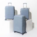 Lot de 4 Valises Bleues Gris (38L-107L), Roues Pivotantes 360°, Poignée de Traction et Cadenas Sécurisé à Code