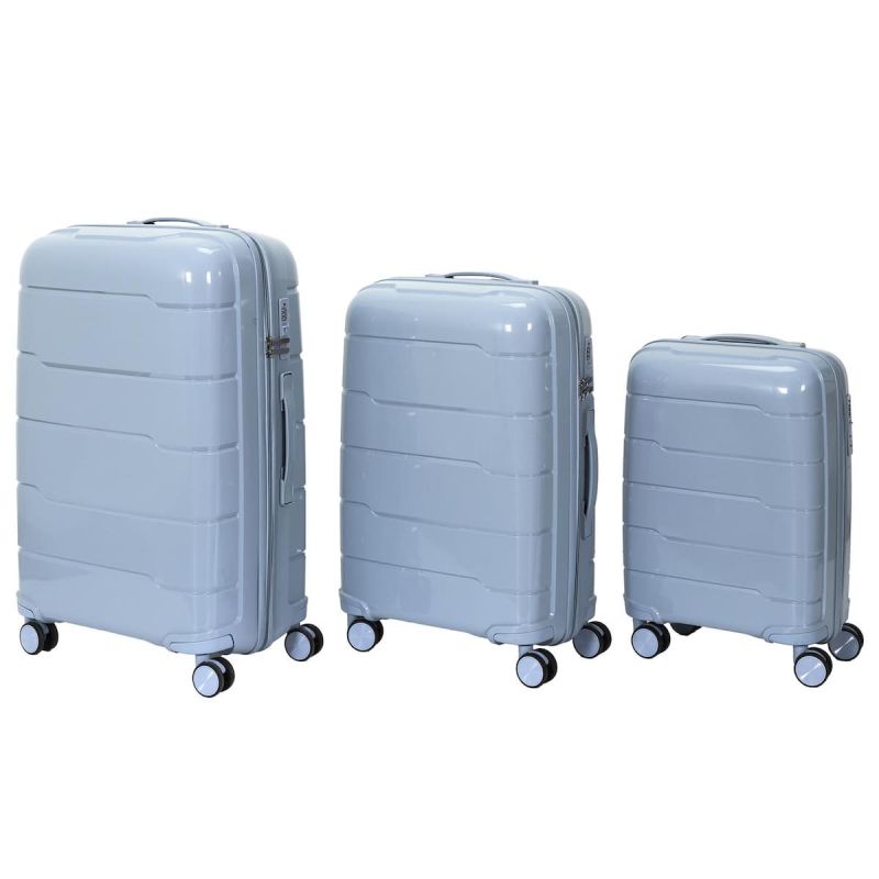 Lot de 4 Valises Bleues Gris (38L-107L), Roues Pivotantes 360°, Poignée de Traction et Cadenas Sécurisé à Code