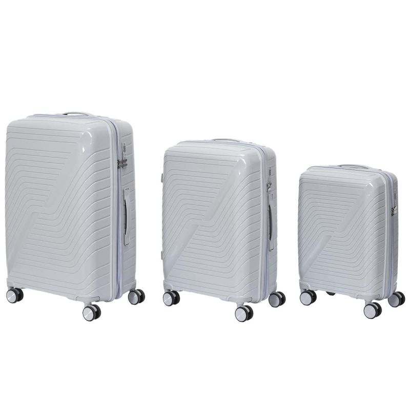 Lot de 3 Valises Extensibles Grises avec Roues Pivotantes 360°, Cadenas Sécurisé à Code