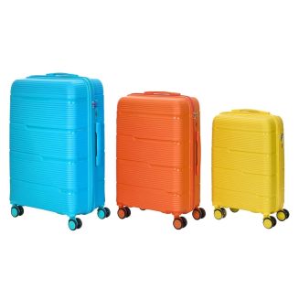 Lot de 3 Valises Orange, Bleue, Jaune avec Roues Pivotantes 360° et Cadenas Sécurisé à Code