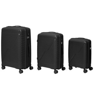 Lot de 3 Valises Extensibles Noires avec Roues Pivotantes 360°, Cadenas Sécurisé à Code