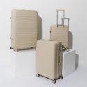 Lot de 3 Valises XL Beiges avec Roues Pivotantes 360°, Cadenas Sécurisé à Code