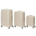 Lot de 3 Valises XL Beiges avec Roues Pivotantes 360°, Cadenas Sécurisé à Code