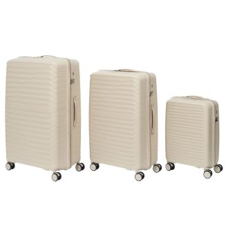 Lot de 3 Valises XL Beiges avec Roues Pivotantes 360°, Cadenas Sécurisé à Code