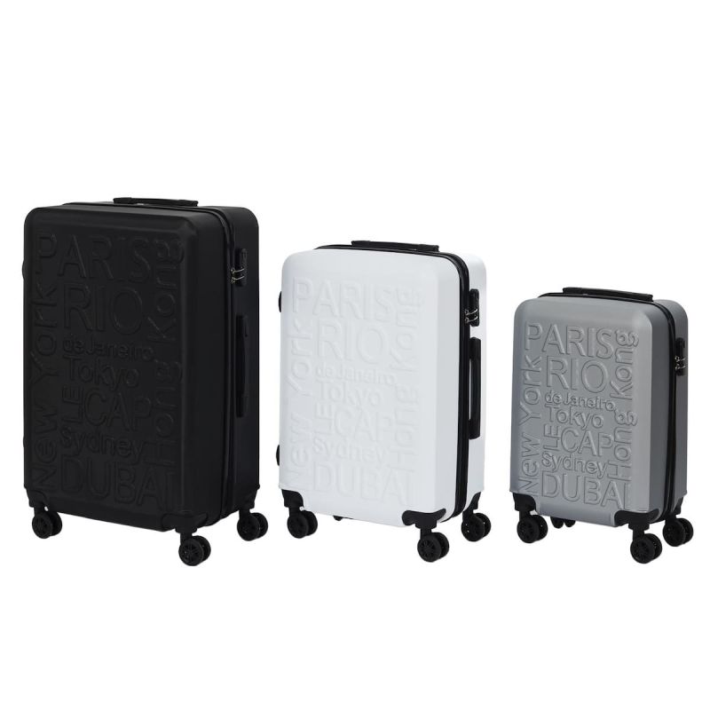 Lot de 3 Valises Noire, Grises, Blanche avec Roues Pivotantes 360° et Cadenas Sécurisé à Code