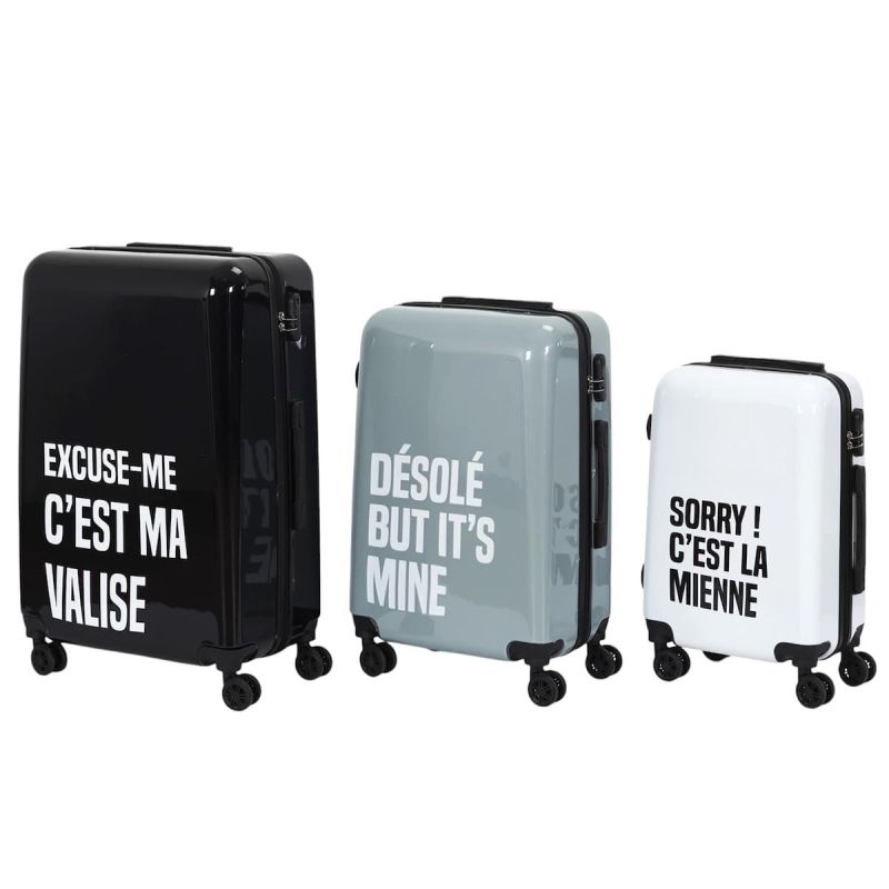 Lot de 3 Valises mots Noire, Grises, Blanche avec Roues Pivotantes 360° et Cadenas Sécurisé à Code